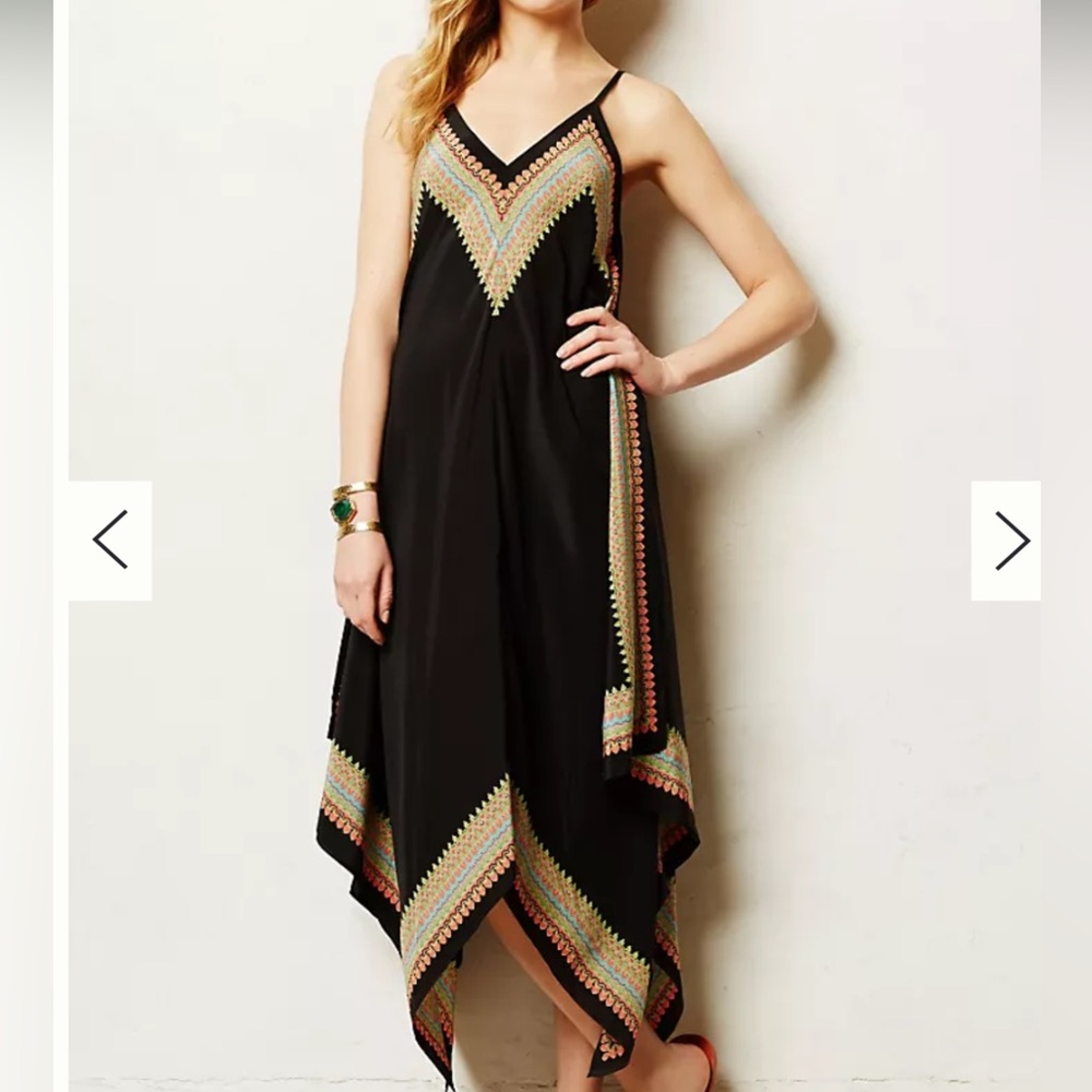 Anthropologie Vanessa Virginia Estrella Maxi Dress XS/S Boho Handkerchief Hem